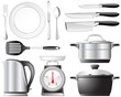 Kitchenware pots, knives, and other utensils used in the kitchen
