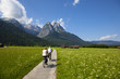with a bicycle against mountains
