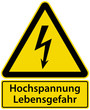 Hochspannung Lebensgefahr Schild Warnschild Blitz Symbol