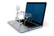 3d man and laptop online shopping , on white background 3d man and laptop online shopping , on white background