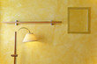 interior wall mirrors, lamps and wooden shelves
