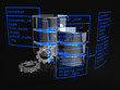 rendered concept of a dark glowing database table structure