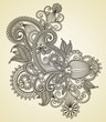 Hand draw line art ornate flower design.