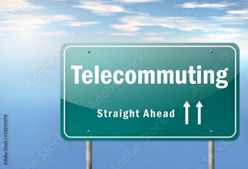 Illustration: Highway Signpost "Telecommuting" Highway Signpost "Telecommuting"