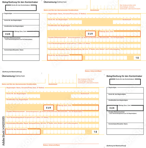Vector: 2 Überweisungsträger Quittung 1 rechts - 1 links vorlage 2 Überweisungsträger Quittung 1 rechts - 1 links vorlage