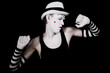 dancing mime in white hat dancing mime in white hat