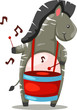 Zebra playing drum