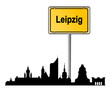 Leipzig Schild mit Skyline