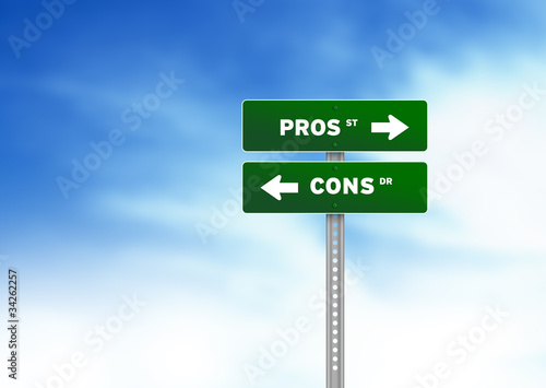 Illustration: Pros and Cons Road Sign Pros and Cons Road Sign