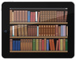 Vektor: Digital Books. Book Shelf on Tablet PC. Digital Books. Book Shelf on Tablet PC.