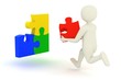White man running with puzzle piece