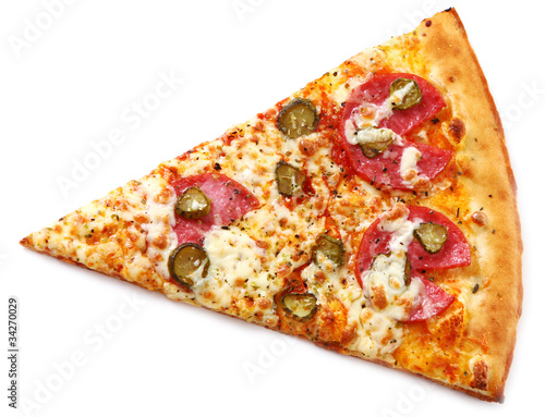 Photo: Slice of fresh pizza with pepperoni Slice of fresh pizza with pepperoni
