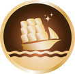 old ship in round and golden frame