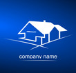 logo maison sur fond bleu design