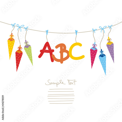 Vektor: First Day Of School ABC & Coloured Cones First Day Of School ABC & Coloured Cones