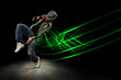 Dancer with Waves of Light Over Black Background Dancer with Waves of Light Over Black Background