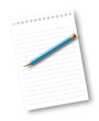 Notebook paper with pencil