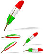abstract Italy flag feather isolated on white background
