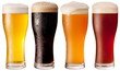 Four glasses with different beers