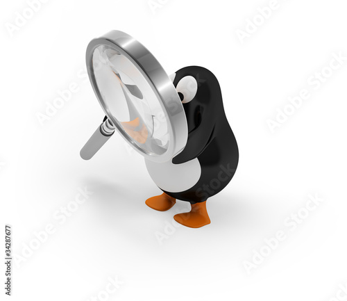 Illustration: Pinguin mit Lupe/Vergrößerungsglas Pinguin mit Lupe/Vergrößerungsglas