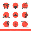 Japanese theme icons set
