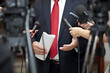 business meeting conference journalism microphones