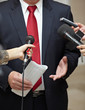 business meeting conference journalism microphones
