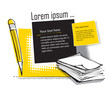 page layout with pencils, office copy paper and blank text boxes page layout with pencils, office copy paper and blank text boxes