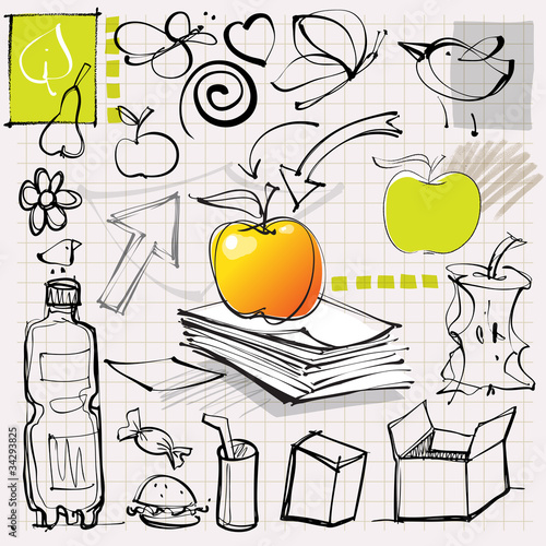 Vector: doodles (apples, fruits, etc.) doodles (apples, fruits, etc.)