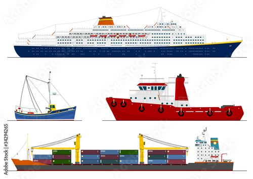 Vektor: four isolated ships four isolated ships