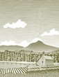 Woodcut Idaho Barn