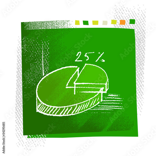 Illustration: 25% pie chart - freehand drawing 25% pie chart - freehand drawing