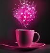 hearts with a cup of coffee