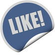 Sticker blau rund Curl unten LIKE! Sticker blau rund Curl unten LIKE!