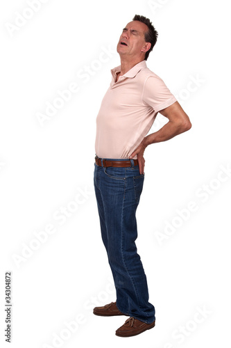 Photo: Full Length Portrait of Middle Age Man with Back Pain Full Length Portrait of Middle Age Man with Back Pain