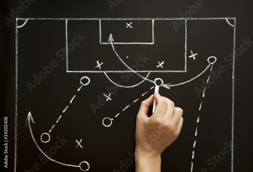 Foto: Man drawing a soccer game strategy Man drawing a soccer game strategy