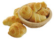 Home made mini croissants, isolated with clipping path.