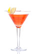 cosmopolitan cocktail decorated with citrus lemon in martini coc