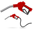 red gas nozzle pointing isolated on white background