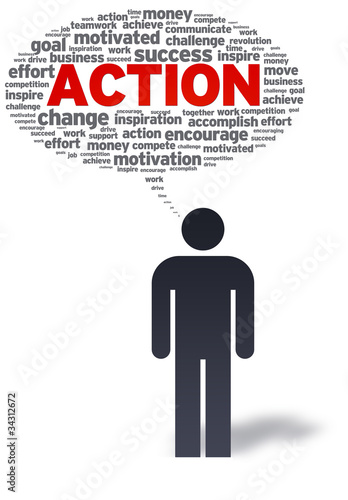 Illustration: Paper Man with action Bubble Paper Man with action Bubble