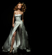 Cute blond lady on black background
