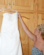 Bride and her wedding dress on her wedding day