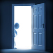 Man looking from the other side of the door