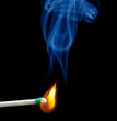 Green headed match starts to smoulder