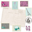 Retro Postcard with Set of Fashion Stamps Retro Postcard with Set of Fashion Stamps