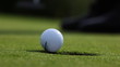 Close up of golf player taking his put