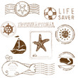 Sea elements - Vector rubber stamp collection