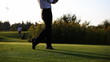 Golf player teeing off on a beautiful golf course