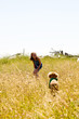 Puppy following child