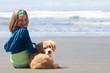 Kid with Puppy at the Beach